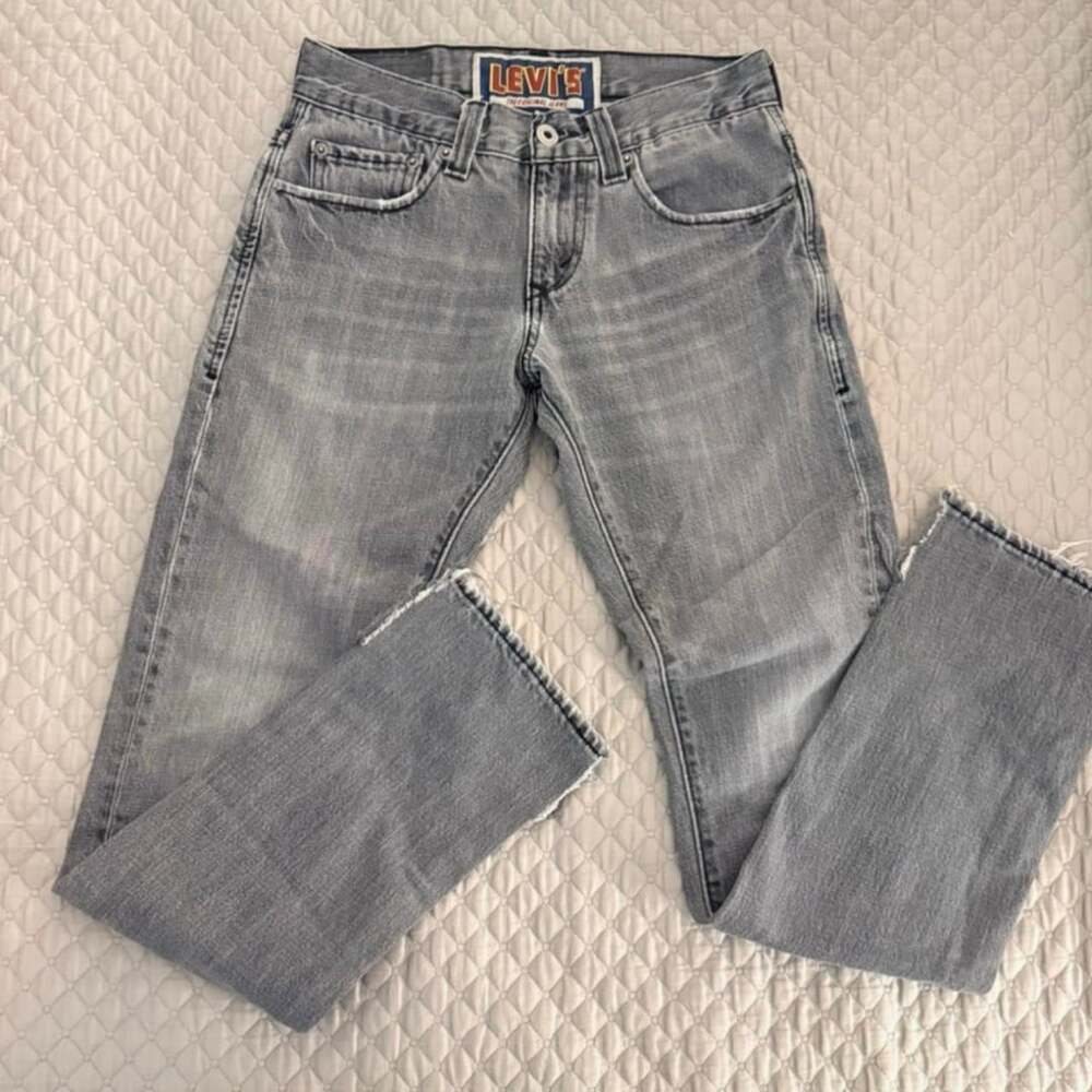 Levi's 511 Skinny Jeans W28 L30 Gray Distressed Hem Denim